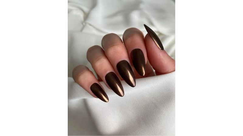 ideias de unhas marrom escuro elegantes