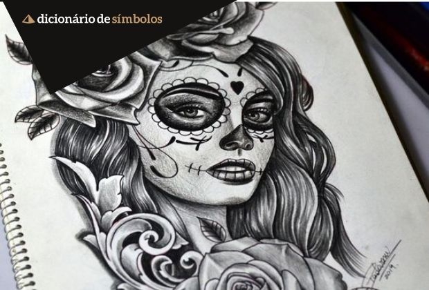 ideias tatuagem catrina feminina com flores