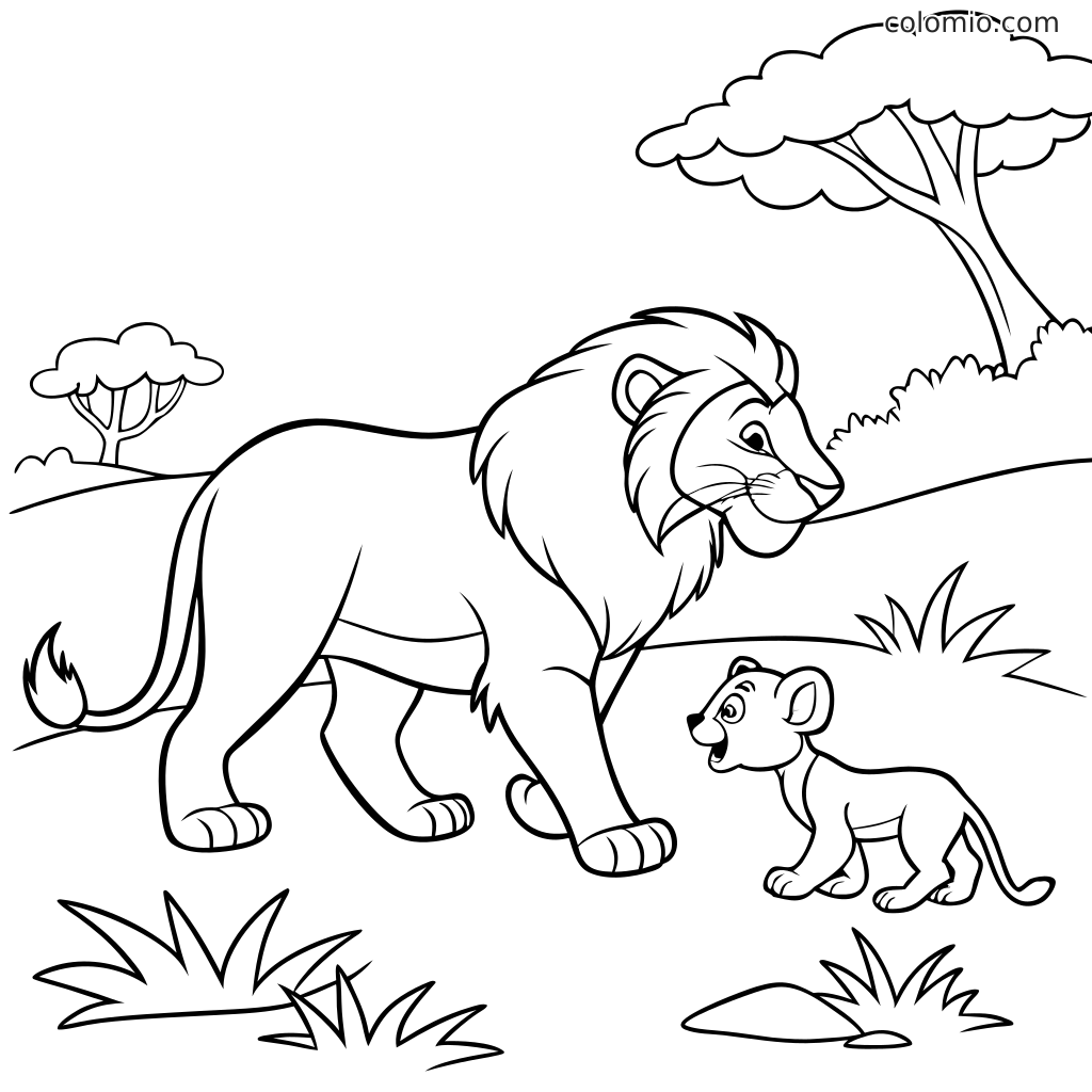 desenho de leão vs leoa para colorir