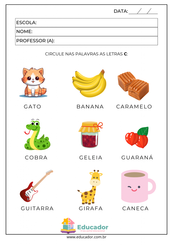 figuras com a letra c para imprimir
