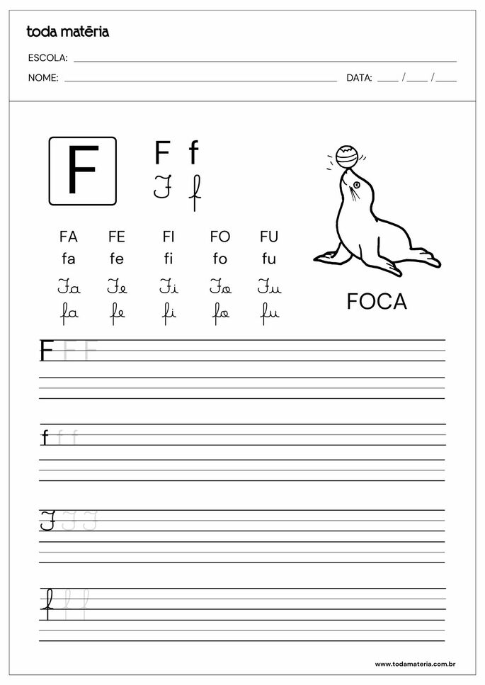 imagens com a letra f para imprimir