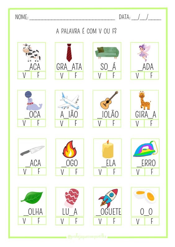 erros comuns ao imprimir atividades com a letra f