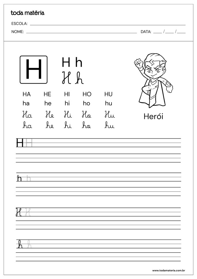 imagens letra h para imprimir grátis