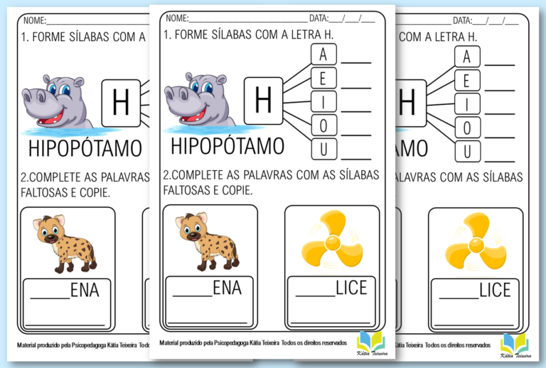 atividades com a letra h para alfabetização
