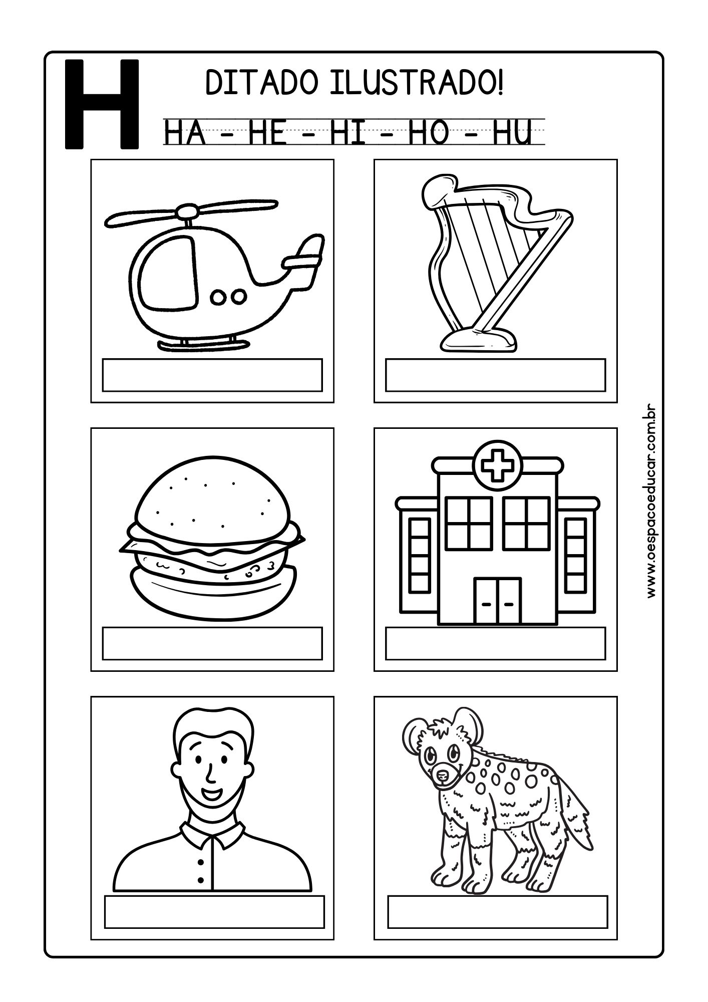 atividades com a letra h para alfabetização