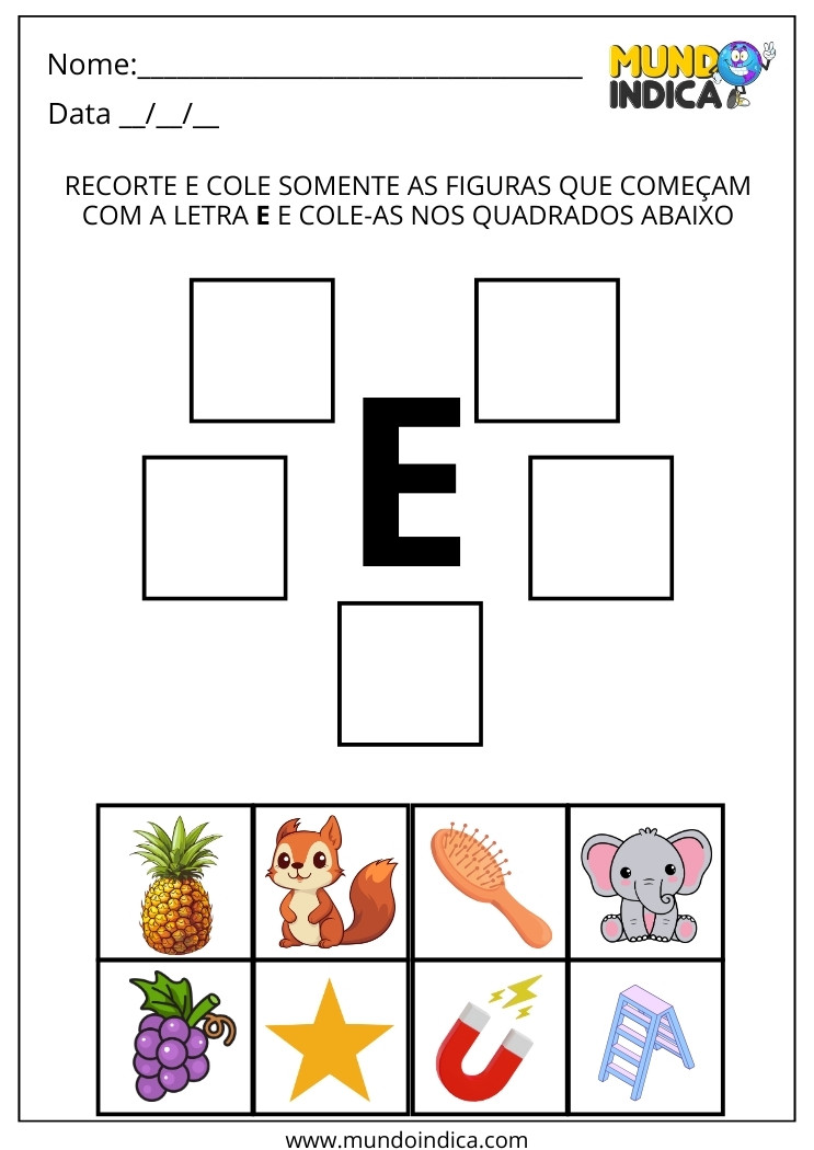 imagens de objetos com a letra e