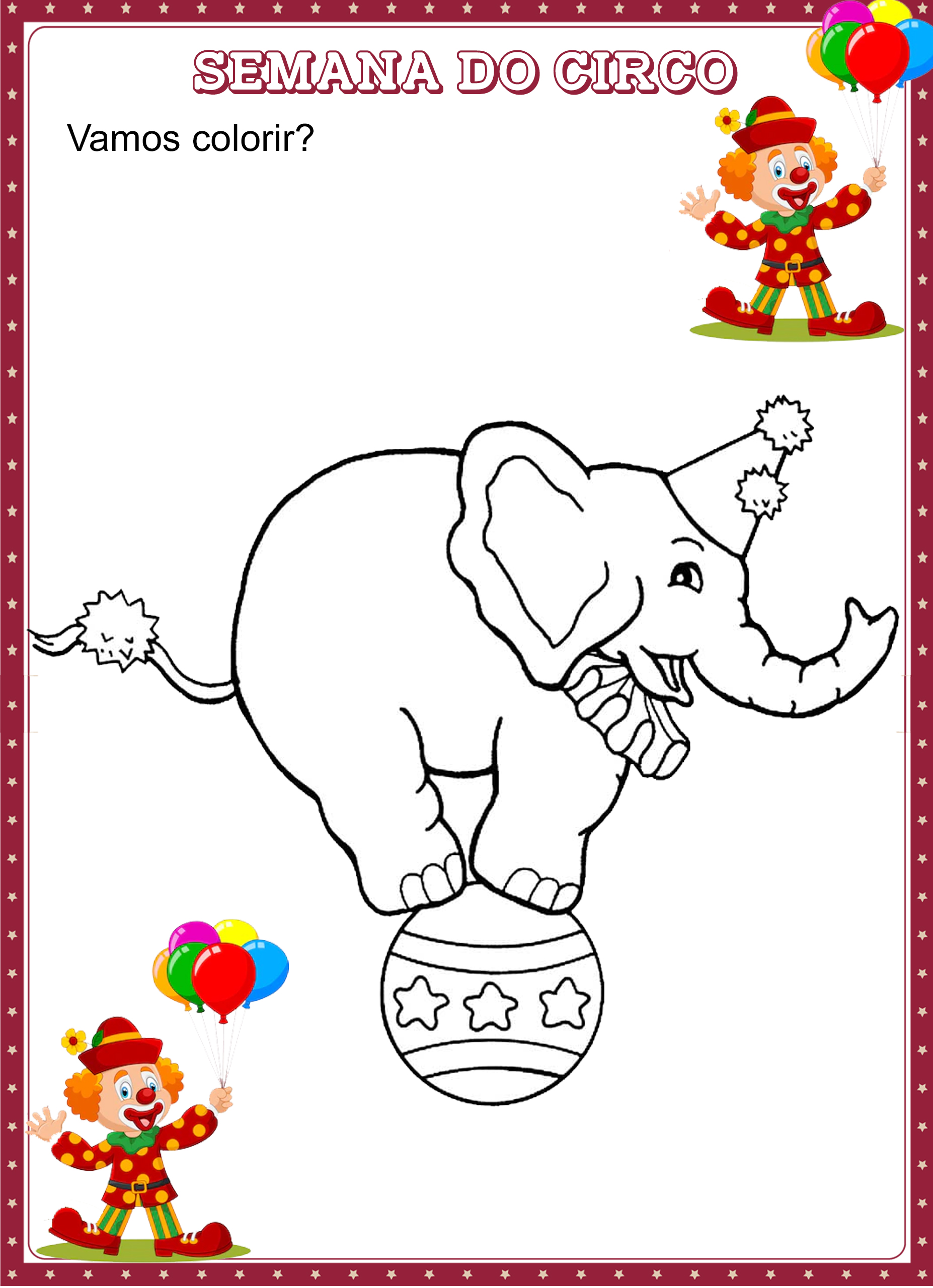 palhaço dia do circo para colorir