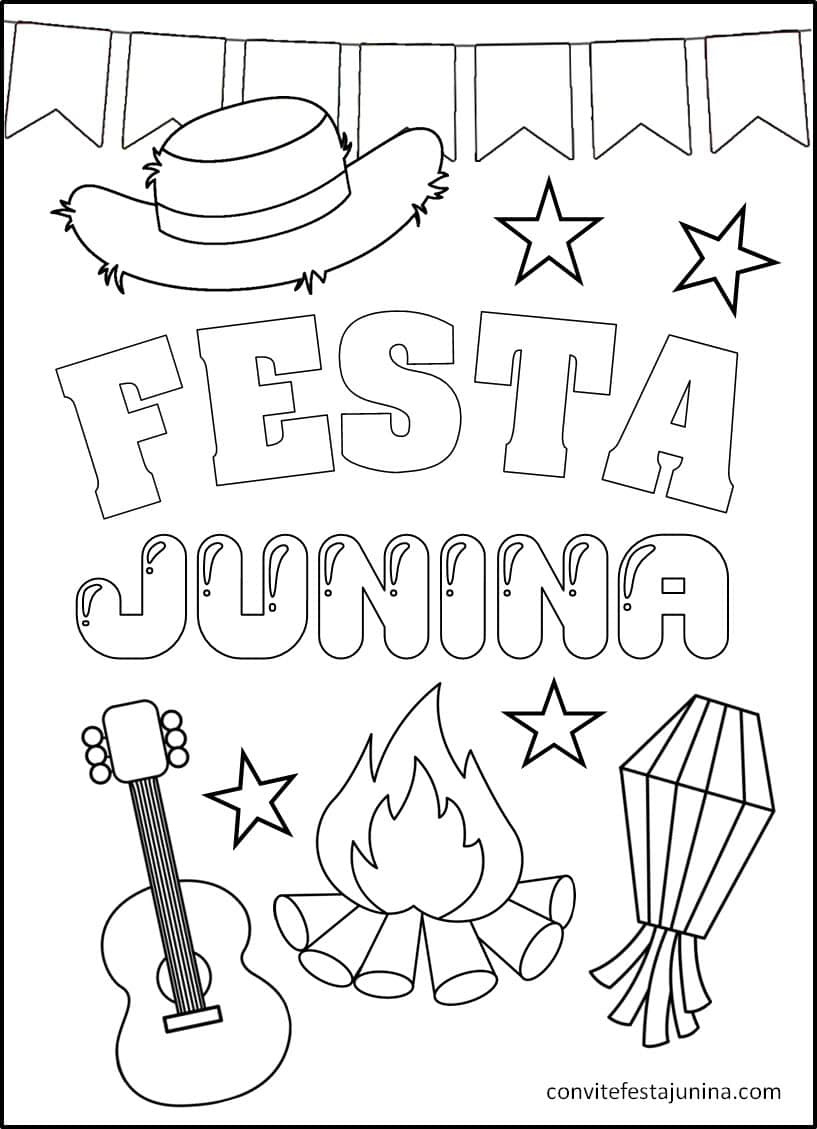 desenhos de pescaria junina para pintar