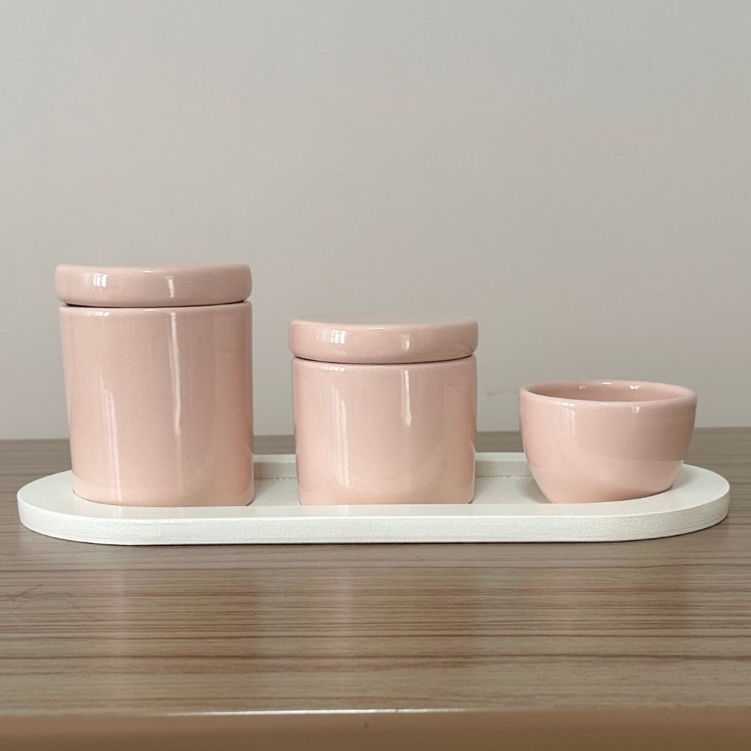 Kit higiene bebê porcelana com dispensador de sabonete líquido