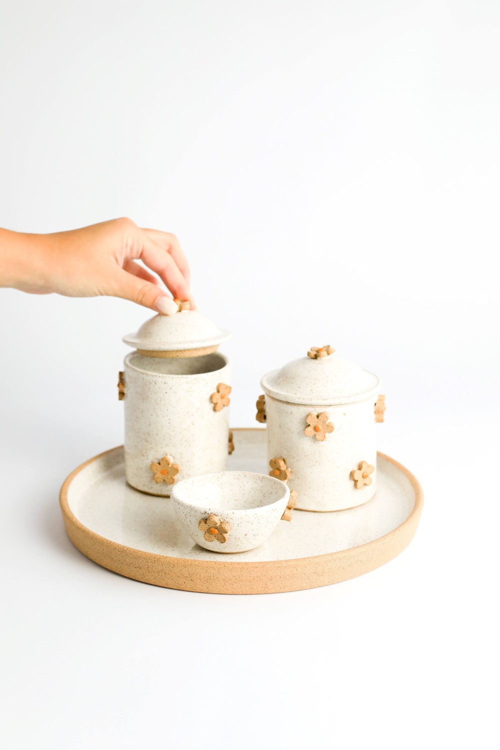 Kit higiene bebê porcelana com bandeja espelhada