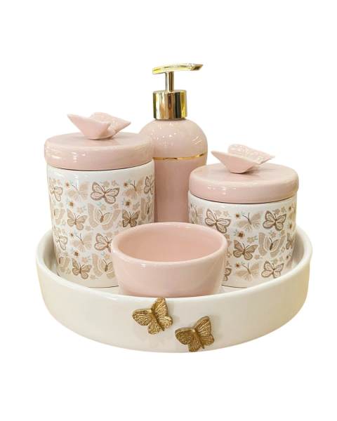 Kit higiene bebê porcelana branco