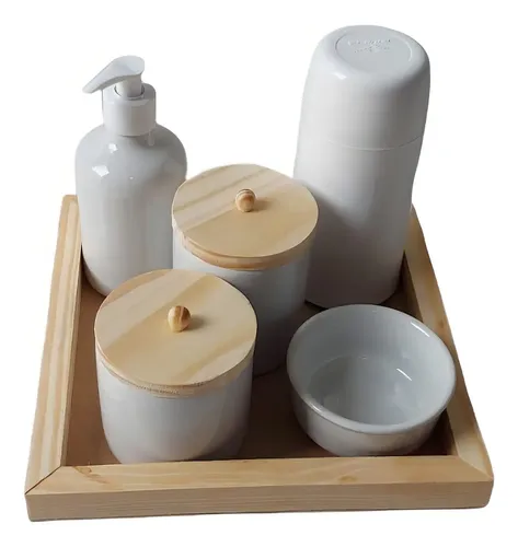 Kit higiene bebê porcelana temático (safari, floral)