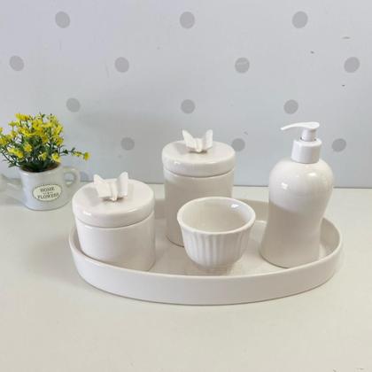 Kit higiene bebê porcelana branco