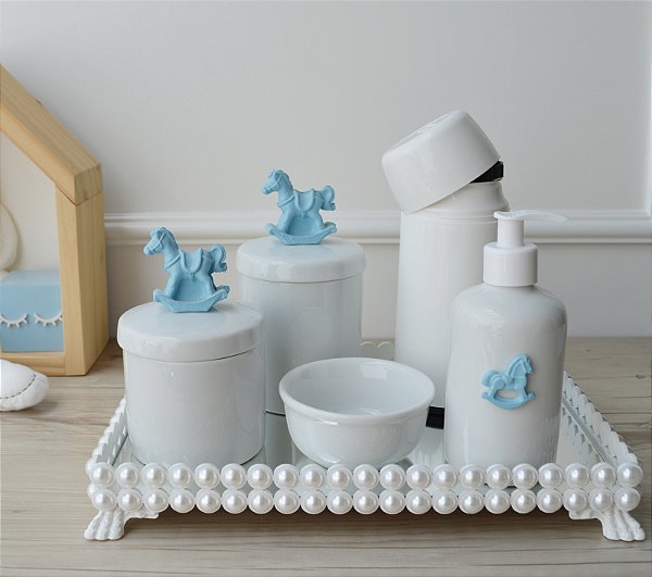 Kit higiene bebê porcelana temático (safari, floral)