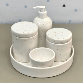 Kit higiene bebê porcelana com garrafa térmica