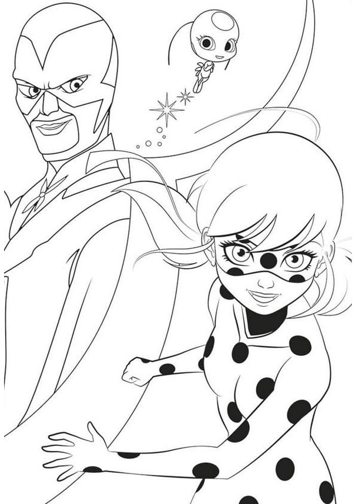 desenhos da ladybug vs cat noir para colorir