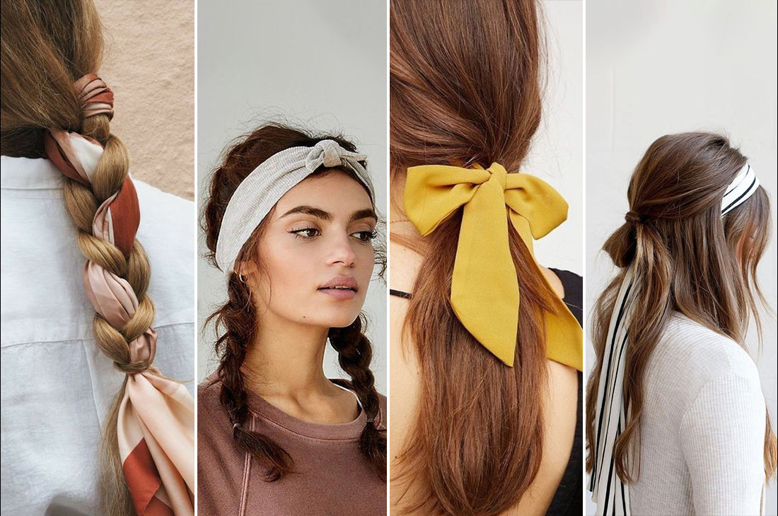 lenço de pescoço usado no cabelo