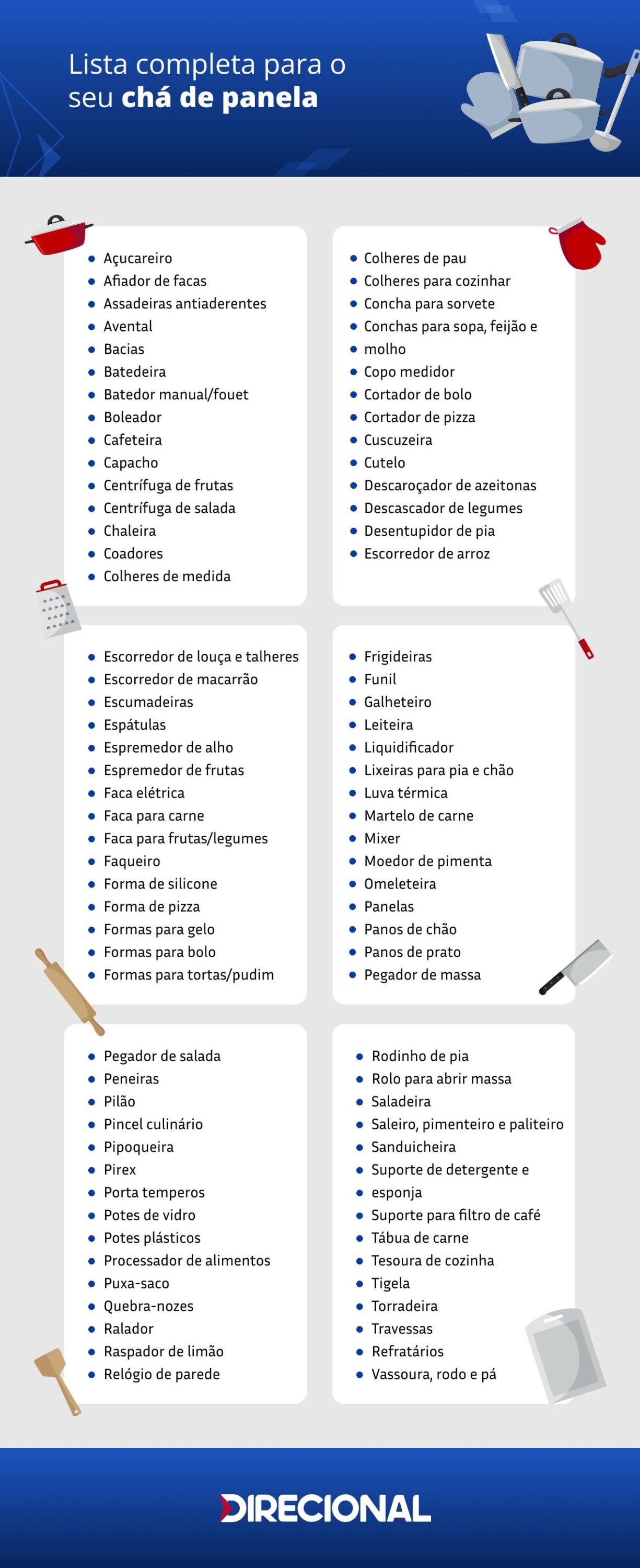 lista de chá de panela para imprimir