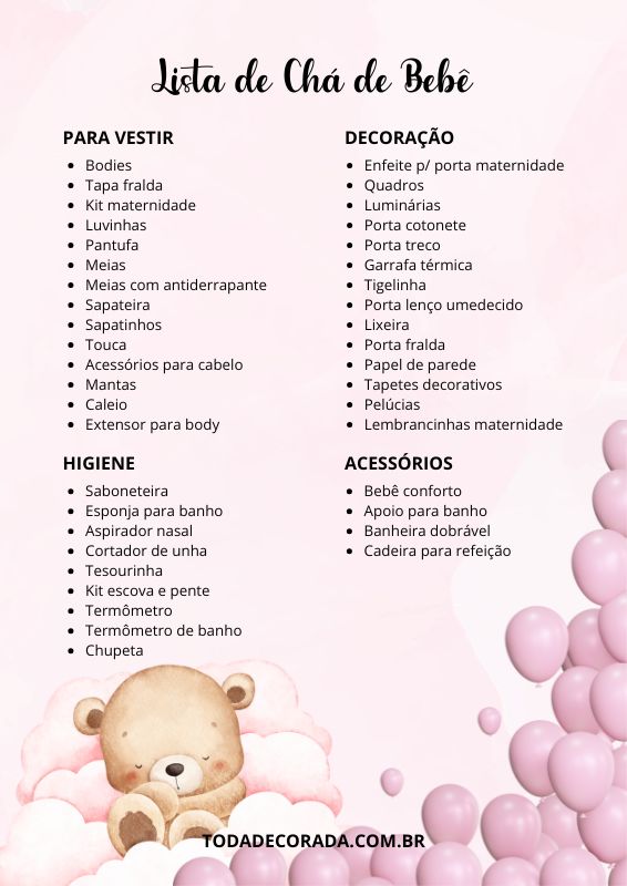 Lista De Mimos Para Bebê