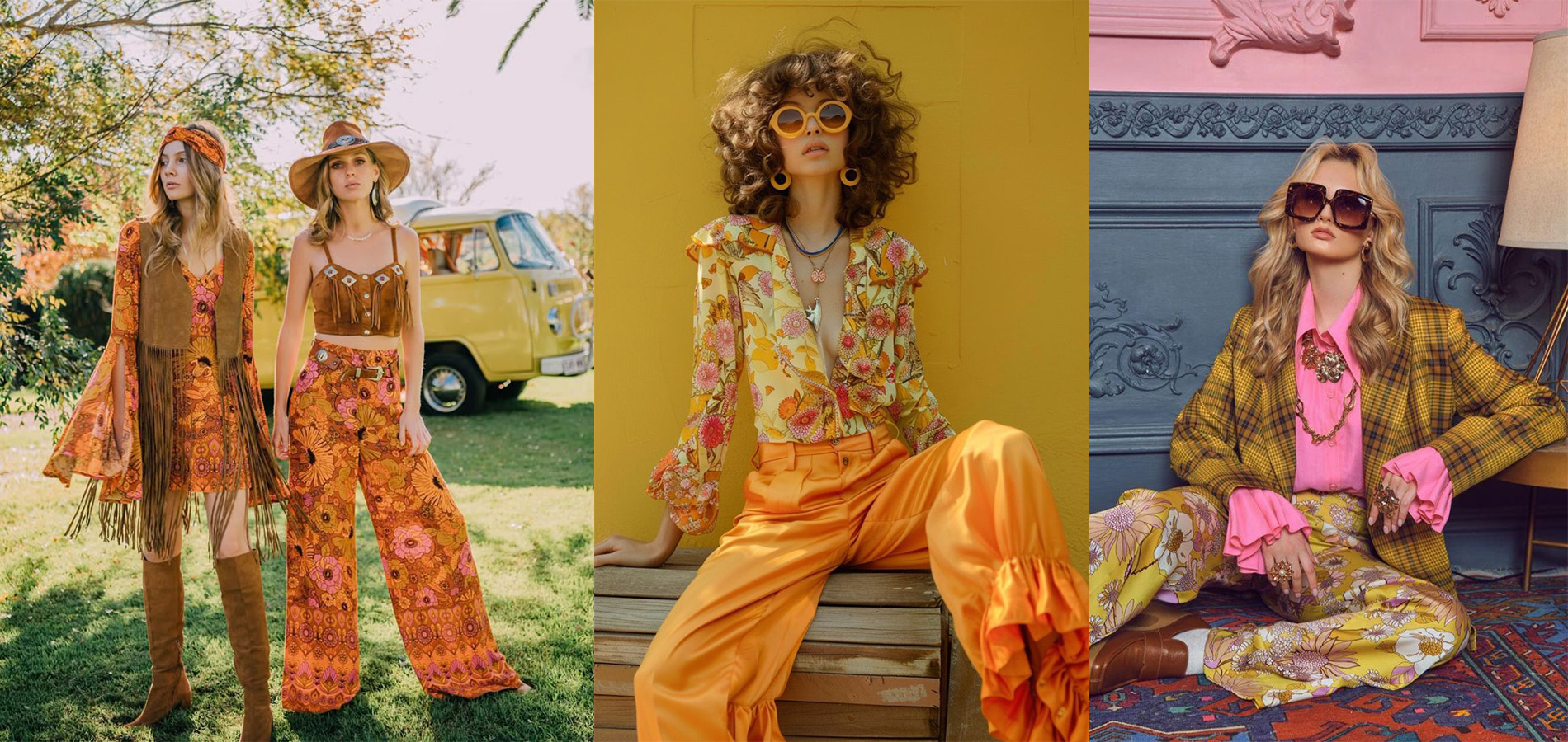 ideias de looks anos 70 femininos para festa