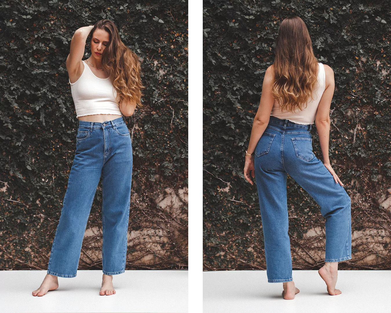inspiração look calça jeans larga feminina