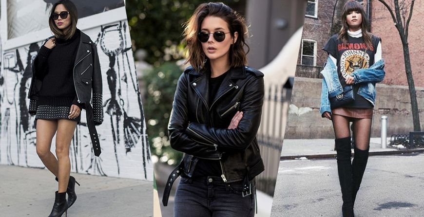 ideias de looks com jaqueta de couro para show de rock