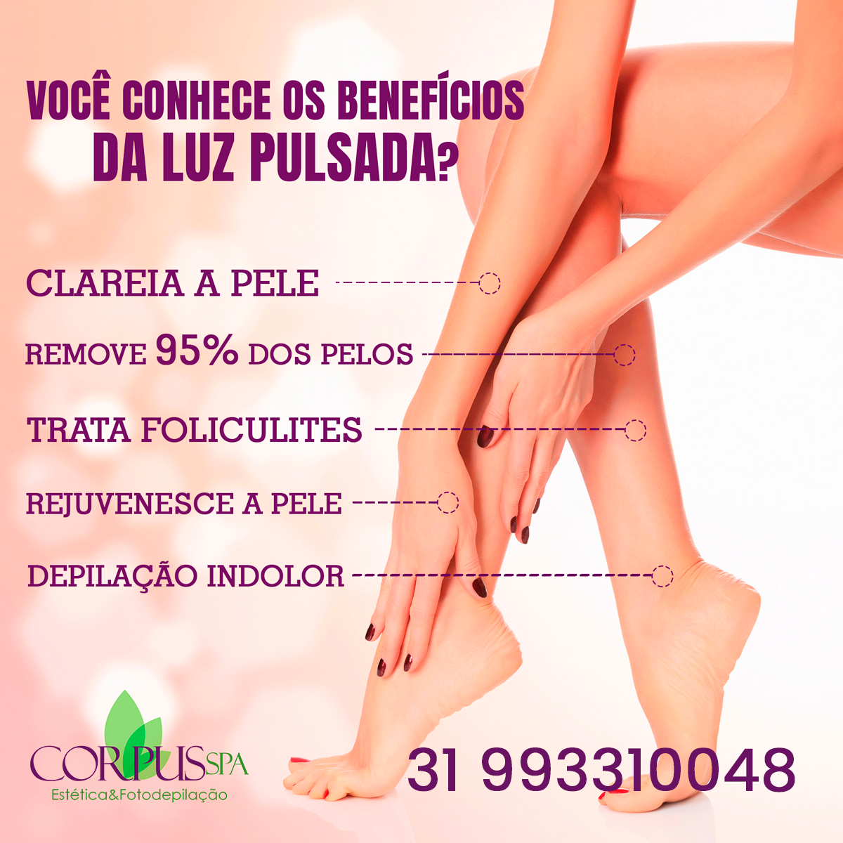 antes e depois luz pulsada