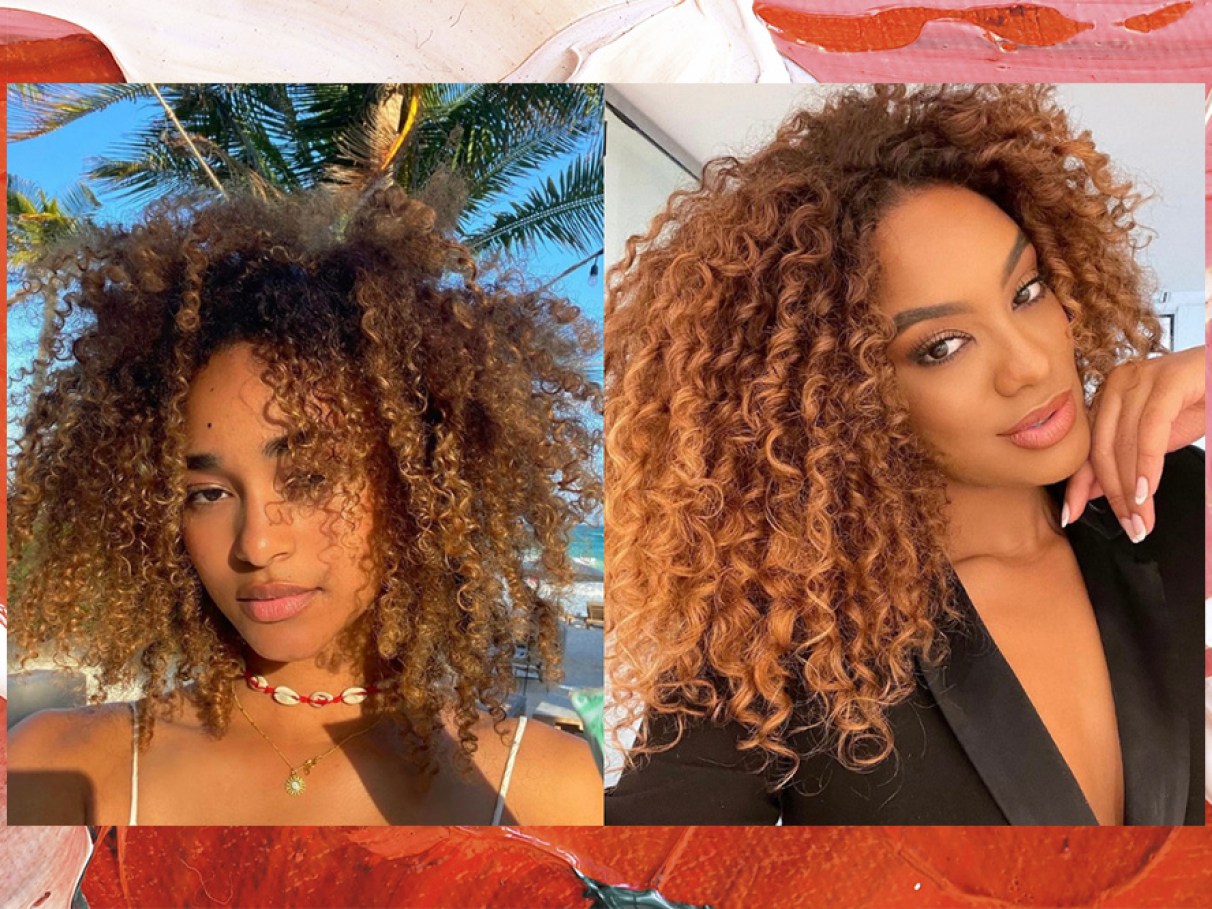 luzes em cabelo cacheado curto