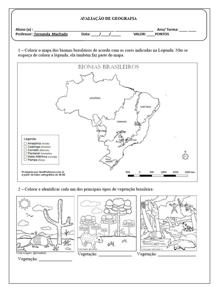 mapa do brasil com biomas para colorir e legenda