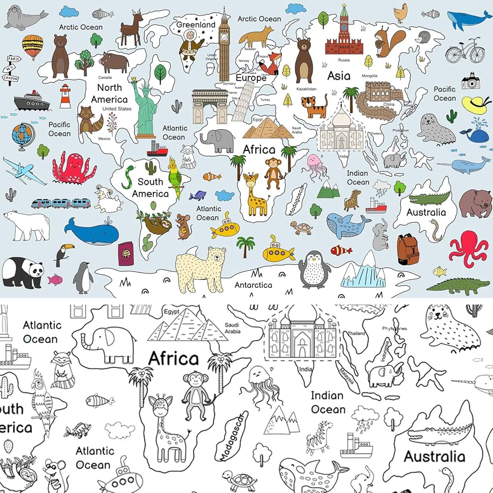 mapa mundi gigante para colorir