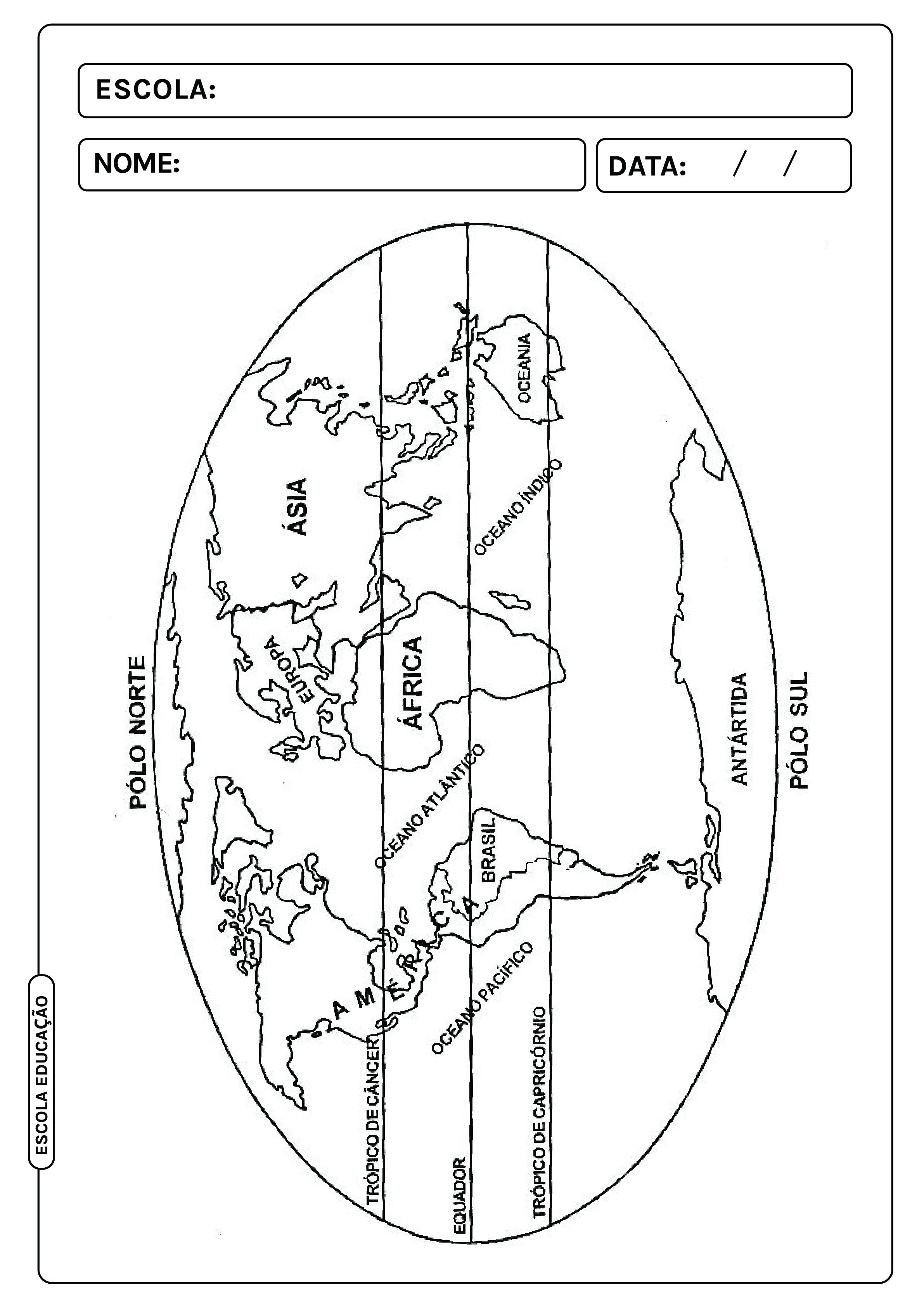 mapa do mundo para imprimir e colorir