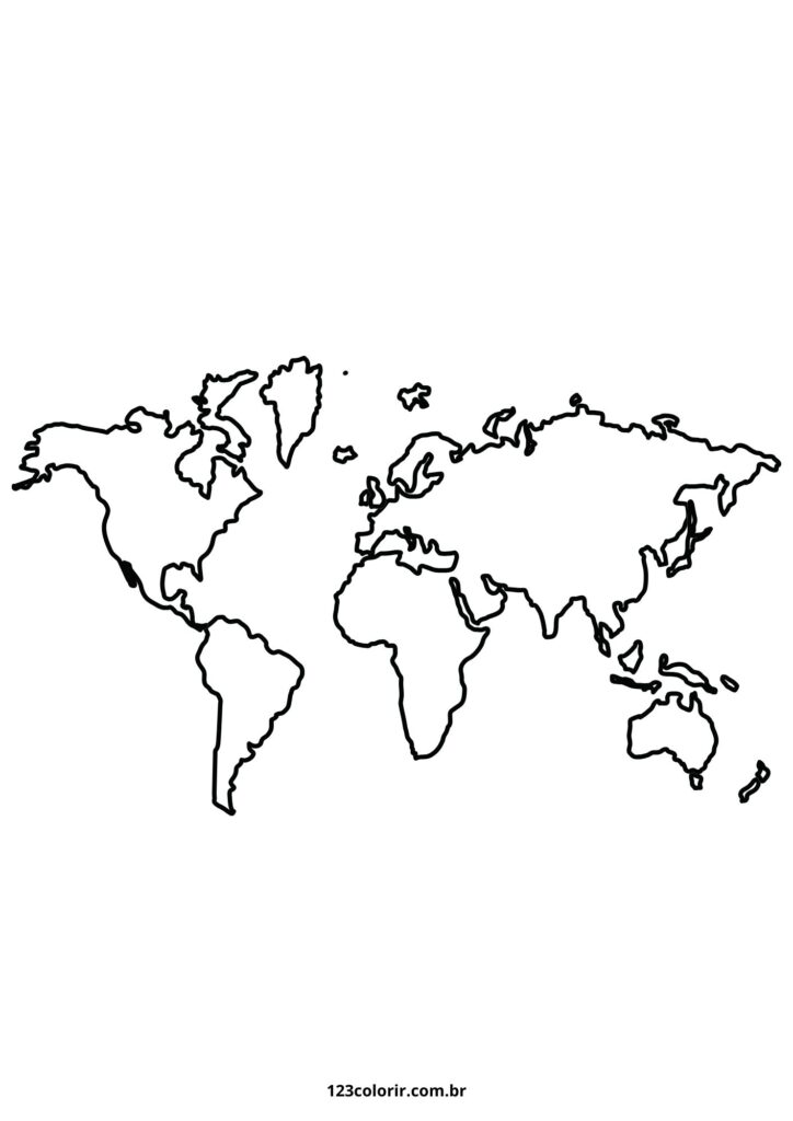 mapa mundi infantil para colorir