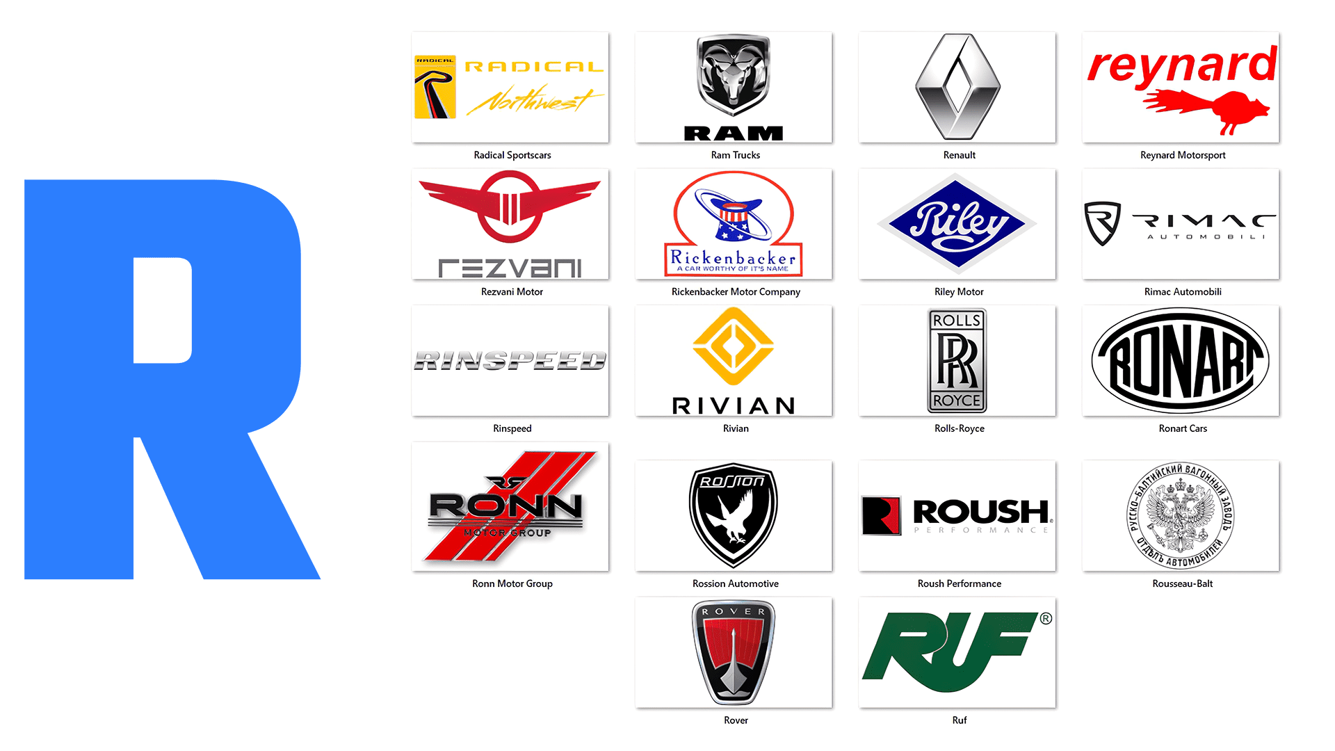 marcas de carros que começam com R