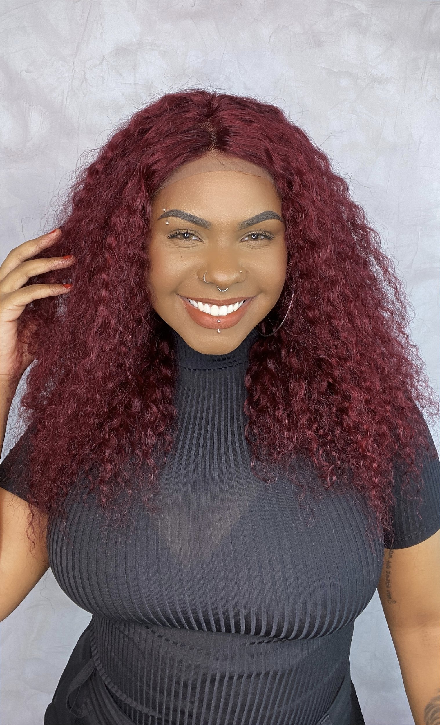cabelo marsala crespo