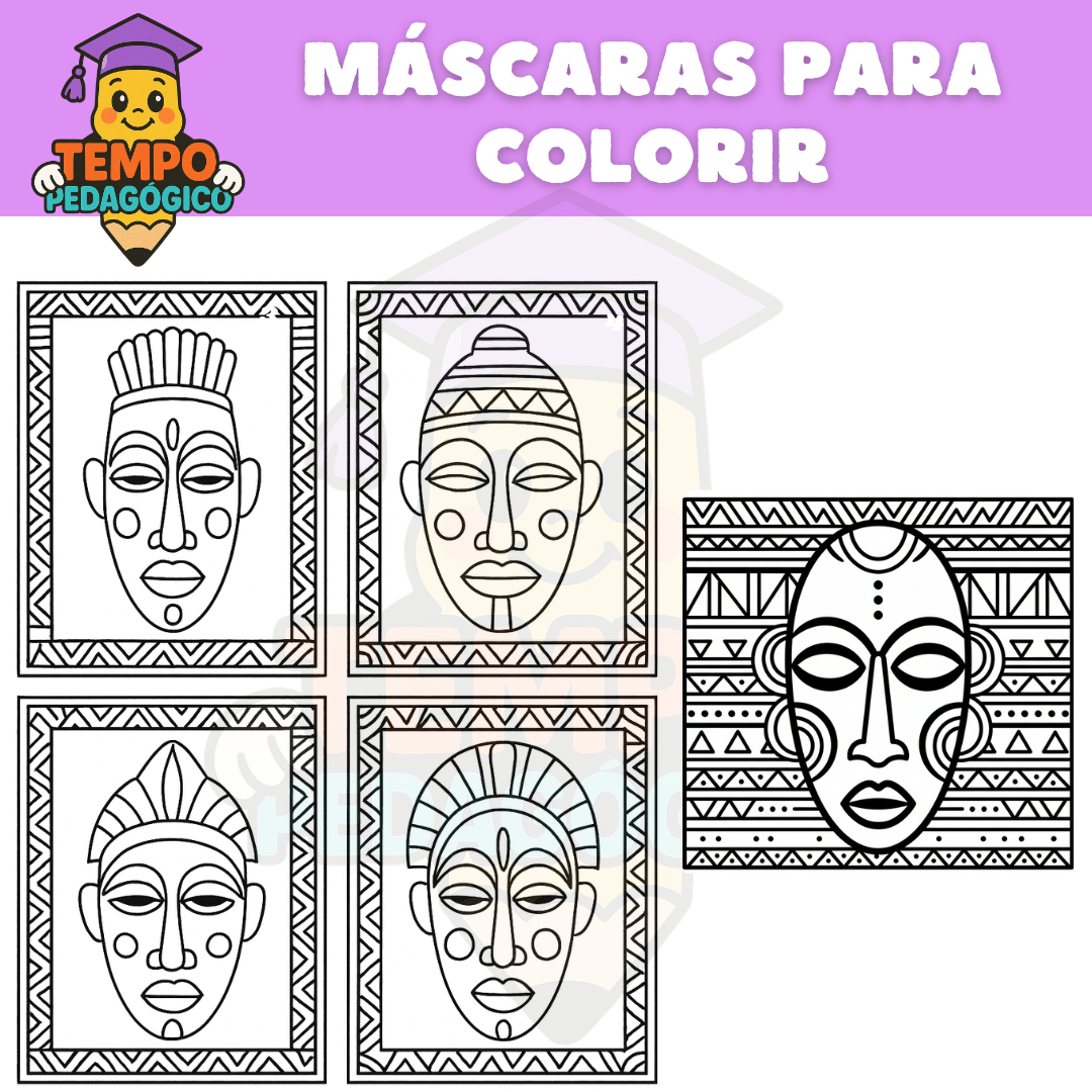 máscaras africanas com materiais reciclados