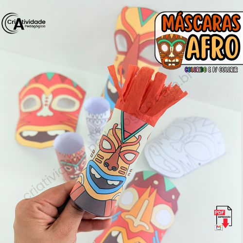 tipos de máscaras africanas para colorir