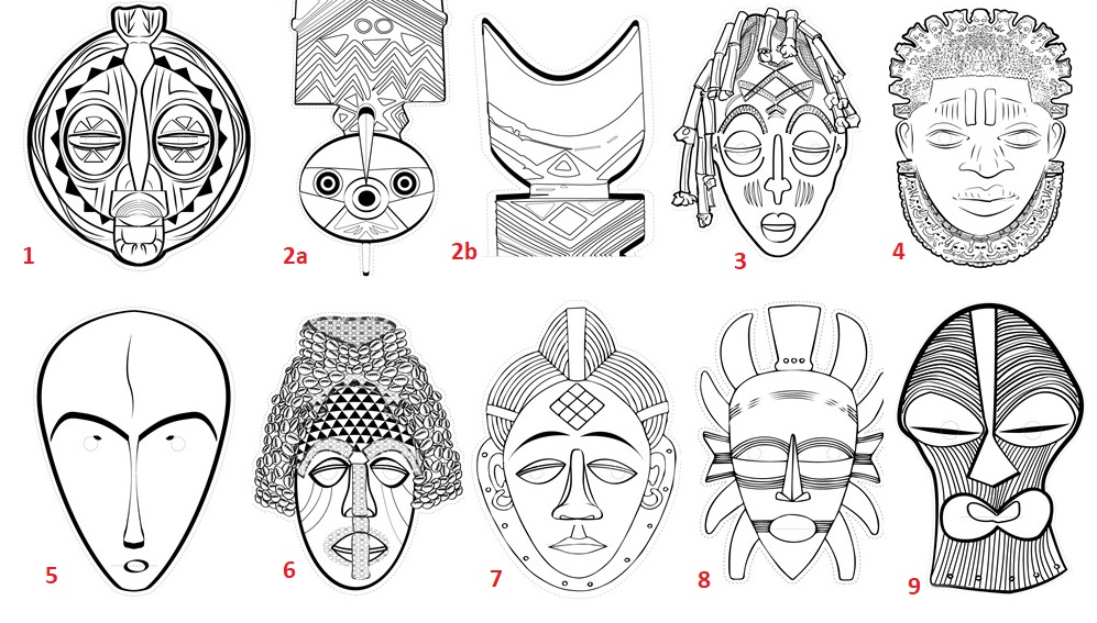 significado das máscaras africanas para colorir