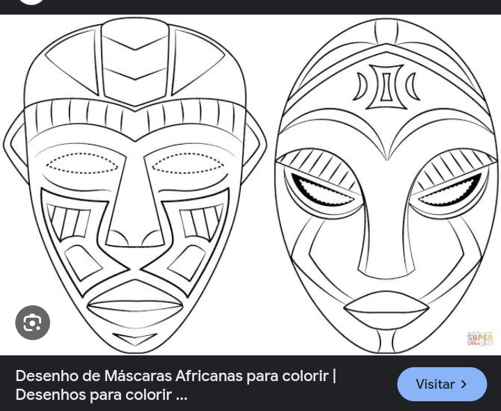 tipos de máscaras africanas para colorir