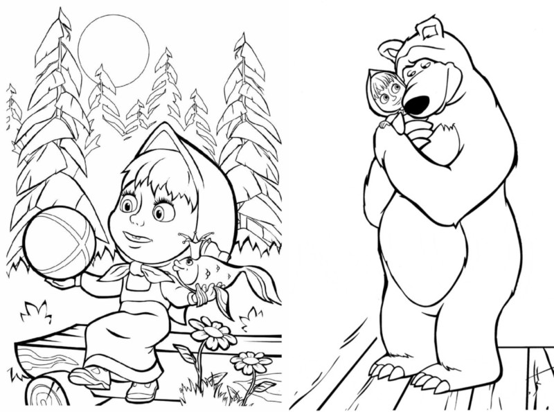 Masha e o Urso para colorir grátis