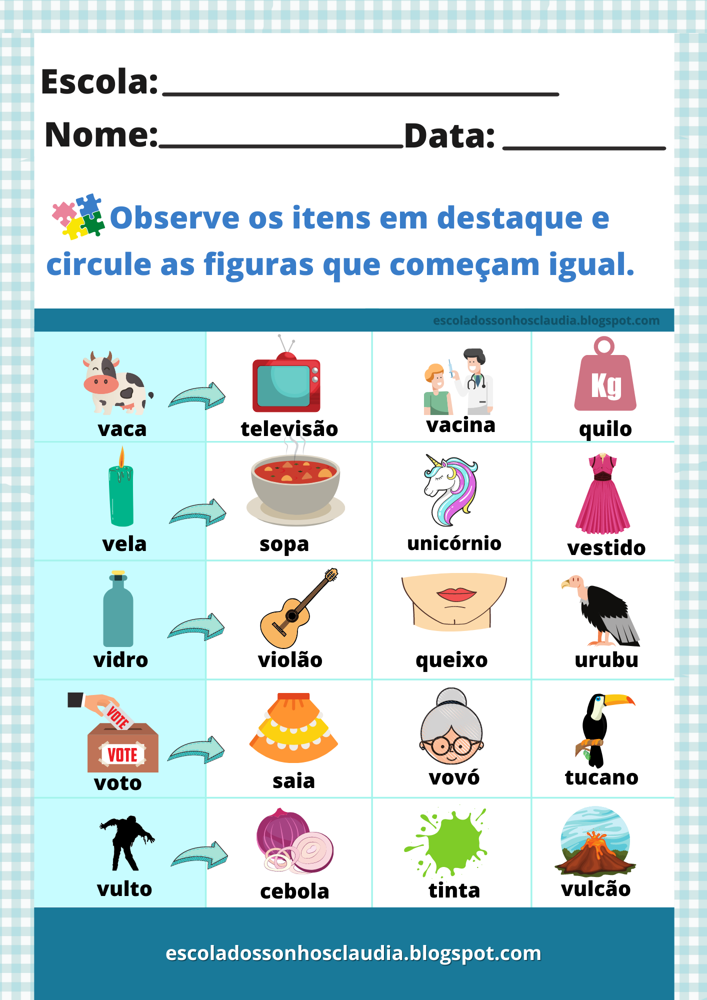 material escolar com V
