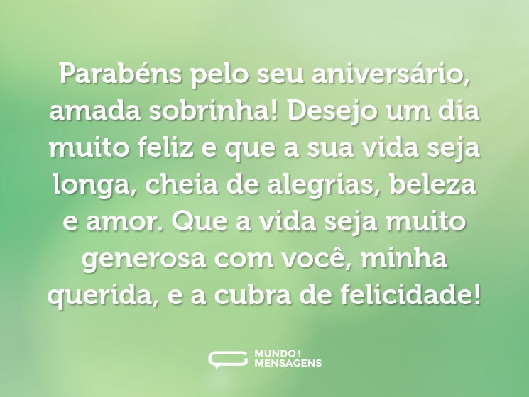 mensagem de aniversário para sobrinha criança