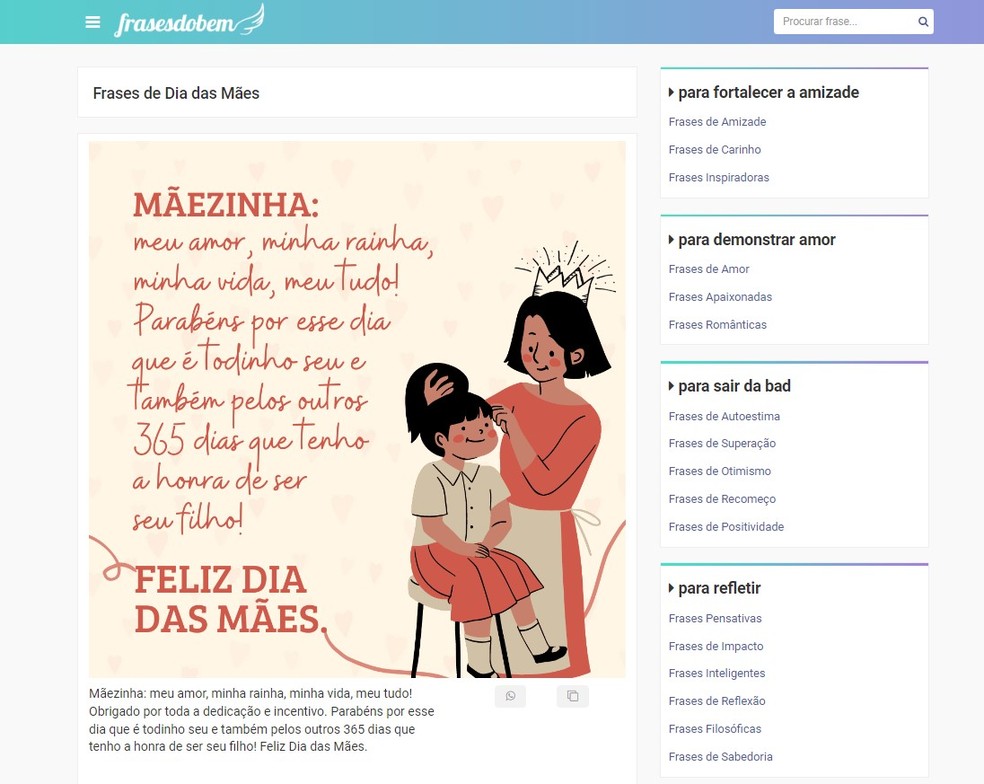 mensagens dia das maes curtas versus longas