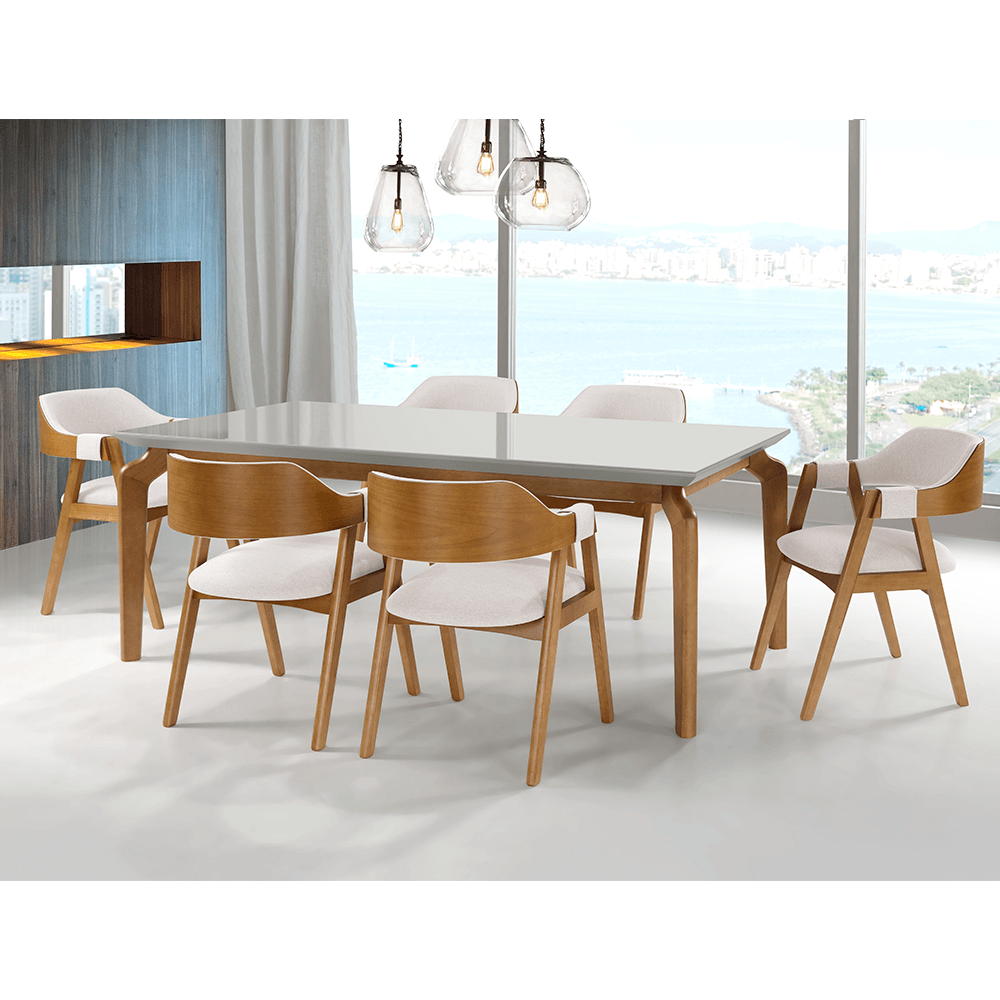 Mesa de jantar madeira maciça 1,80m 6 cadeiras