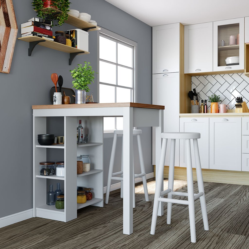 ilha de cozinha com extensão para mesa