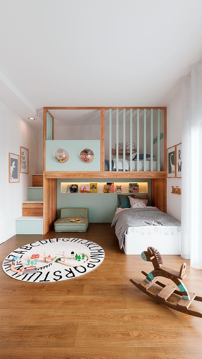 quarto com mezanino
