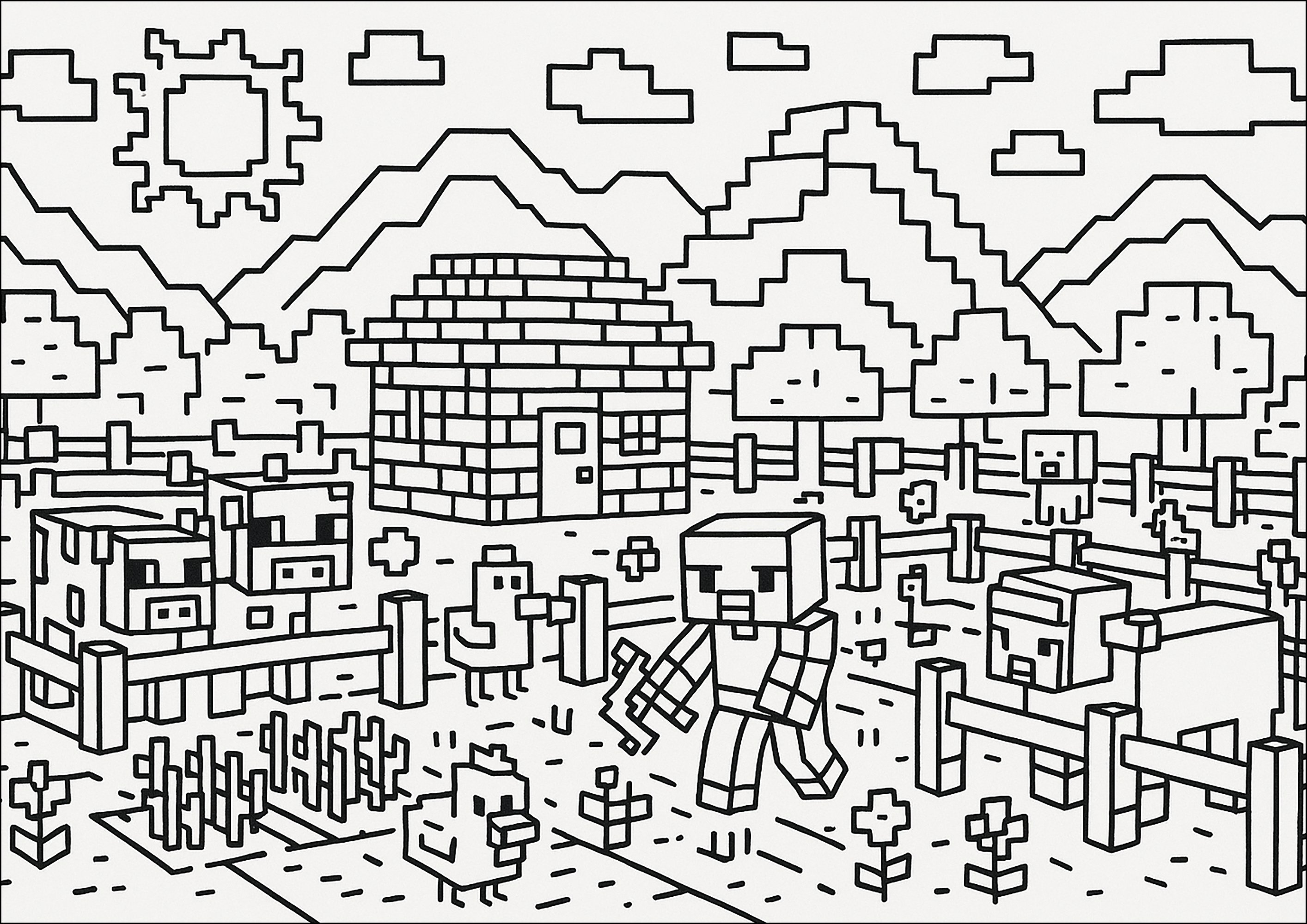 minecraft para colorir pdf