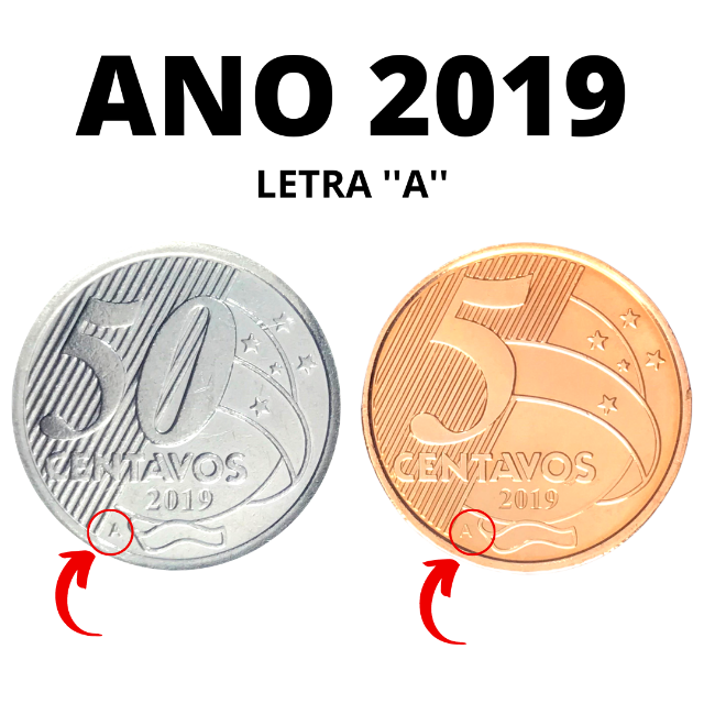 moeda com erro de cunhagem letra A