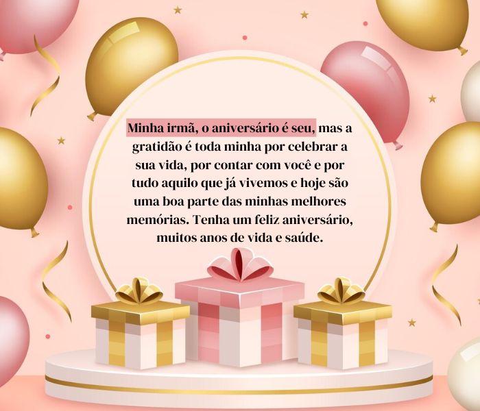 msg de aniversário irmã