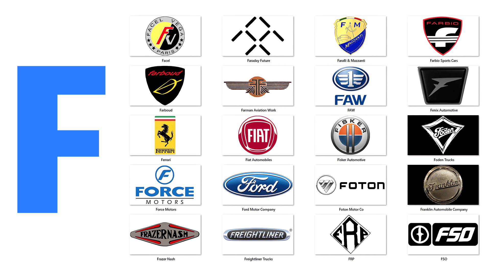 carros com a letra F