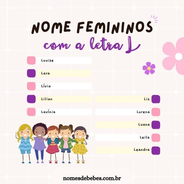 nomes femininos com a letra l mais bonitos